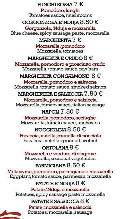 Menu di Tanto c'è tempo 