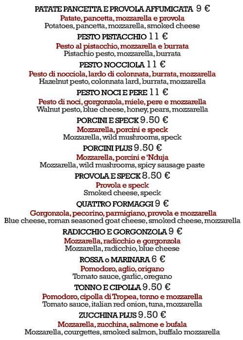 Menu di Tanto c'è tempo 