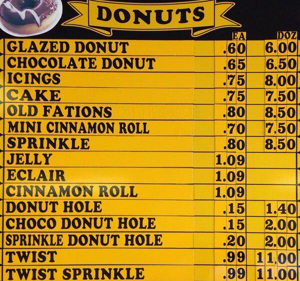J's Donuts menu, Menu restauracji J's Donuts, Park Cities, Dallas