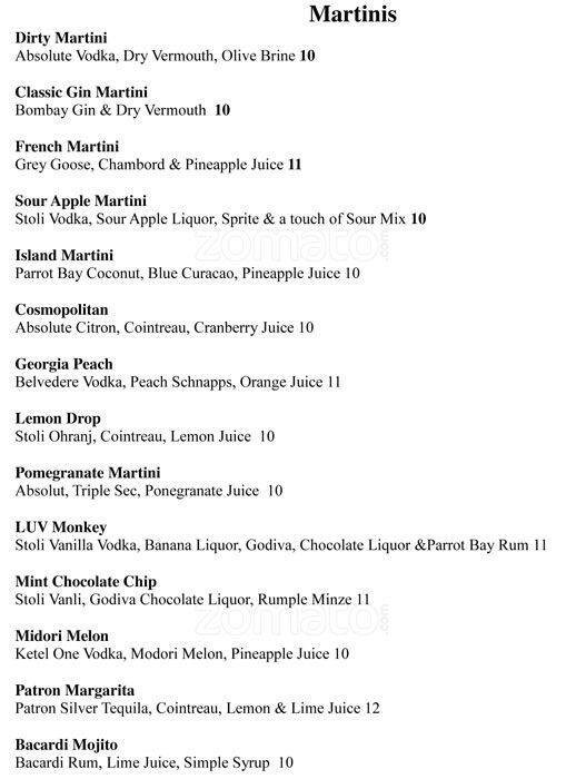 Cafe 157 menu