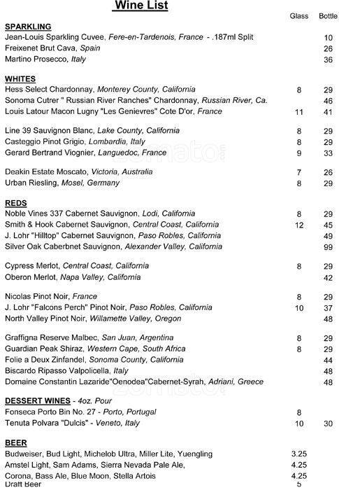 Cafe 157 menu