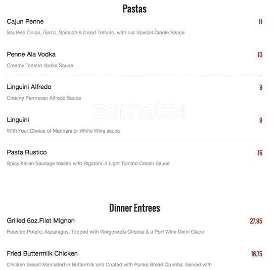 Cafe 157 menu
