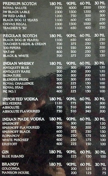 High Spirits Lounge Bar Menu Menu For High Spirits Lounge Bar Wakad Pune