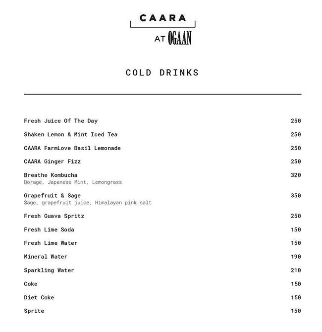Caara At Ogaan menu