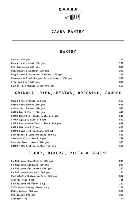 Caara At Ogaan menu
