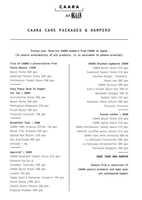 Caara At Ogaan menu