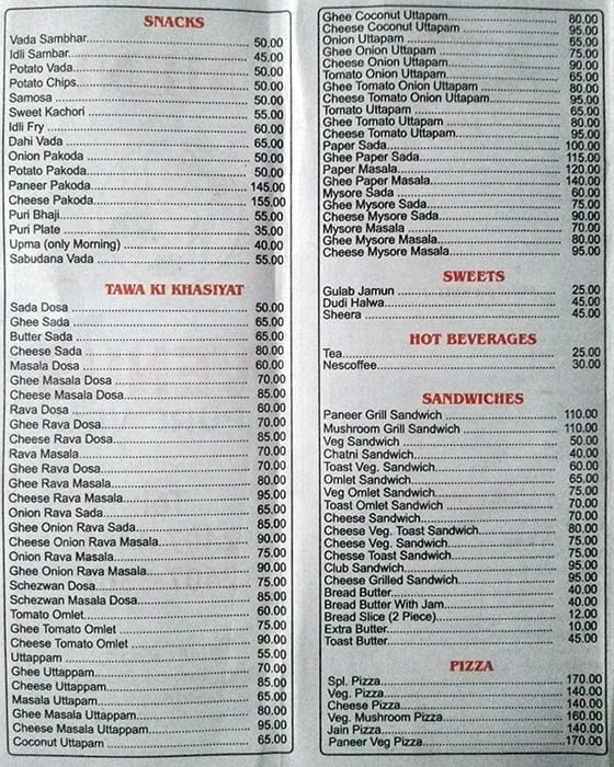 Hotel Venus Pure Veg menu