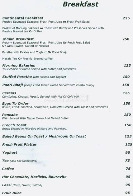 Menu at Cafe Tandoor, New Delhi, Asaf Ali Road