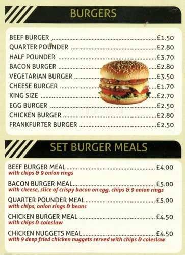 Workmans Cafe menu