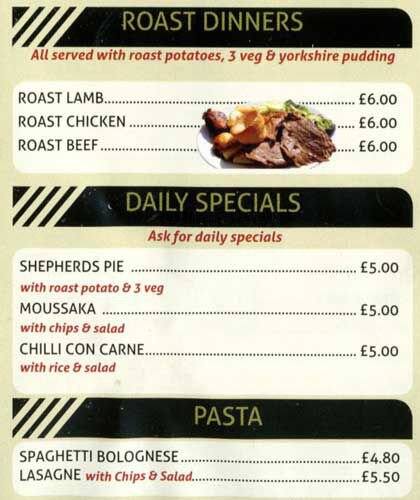 Workmans Cafe menu