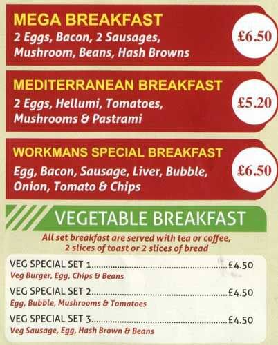 Workmans Cafe menu