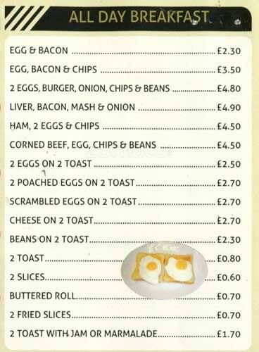 Workmans Cafe menu