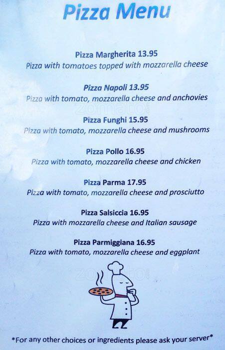 Vaticano Restaurant menu