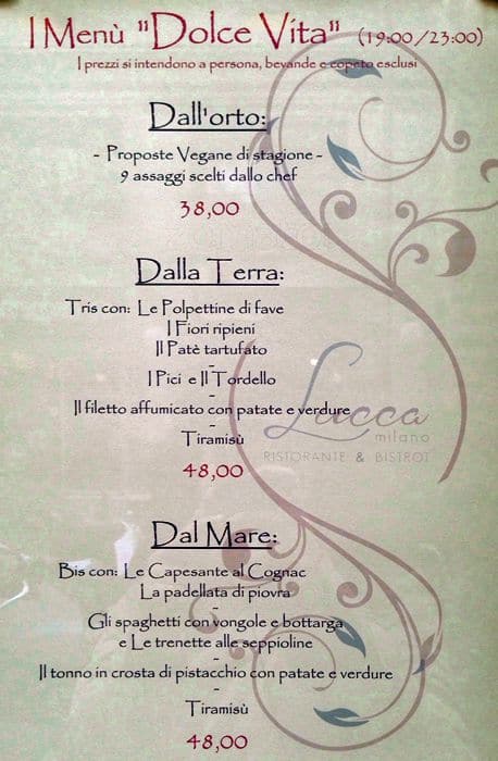 Menu di Ristorante Lucca 