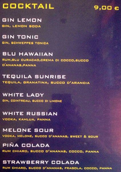 Menu di Momo Lido Navigli 