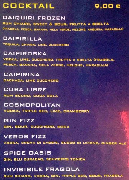 Menu di Momo Lido Navigli 