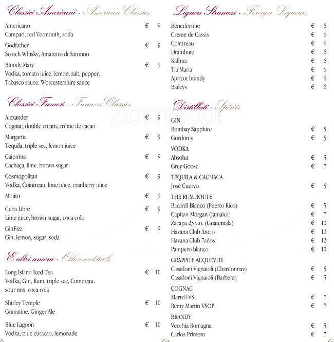 Menu di Max's Restaurant - Hotel Oxford 
