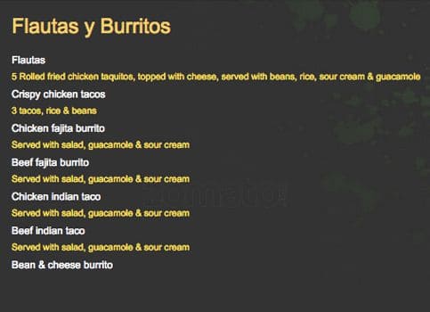 Menu at Pollo Salsa restaurant, Grand Prairie, 709 W Pioneer Pkwy