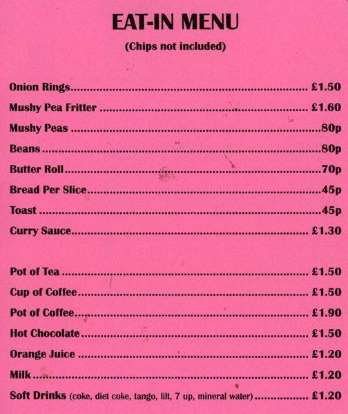 Menu at Claygate Fish Inn restaurant, Esher