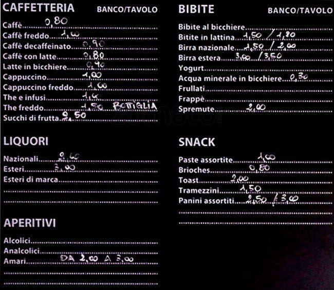Menu di The Blu Bar 