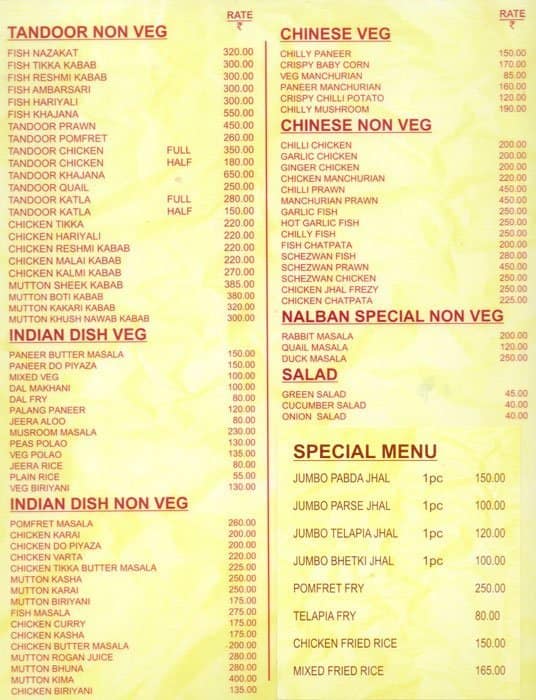 Menu at Nalban Food Park- Bar & Restaurant, Kolkata