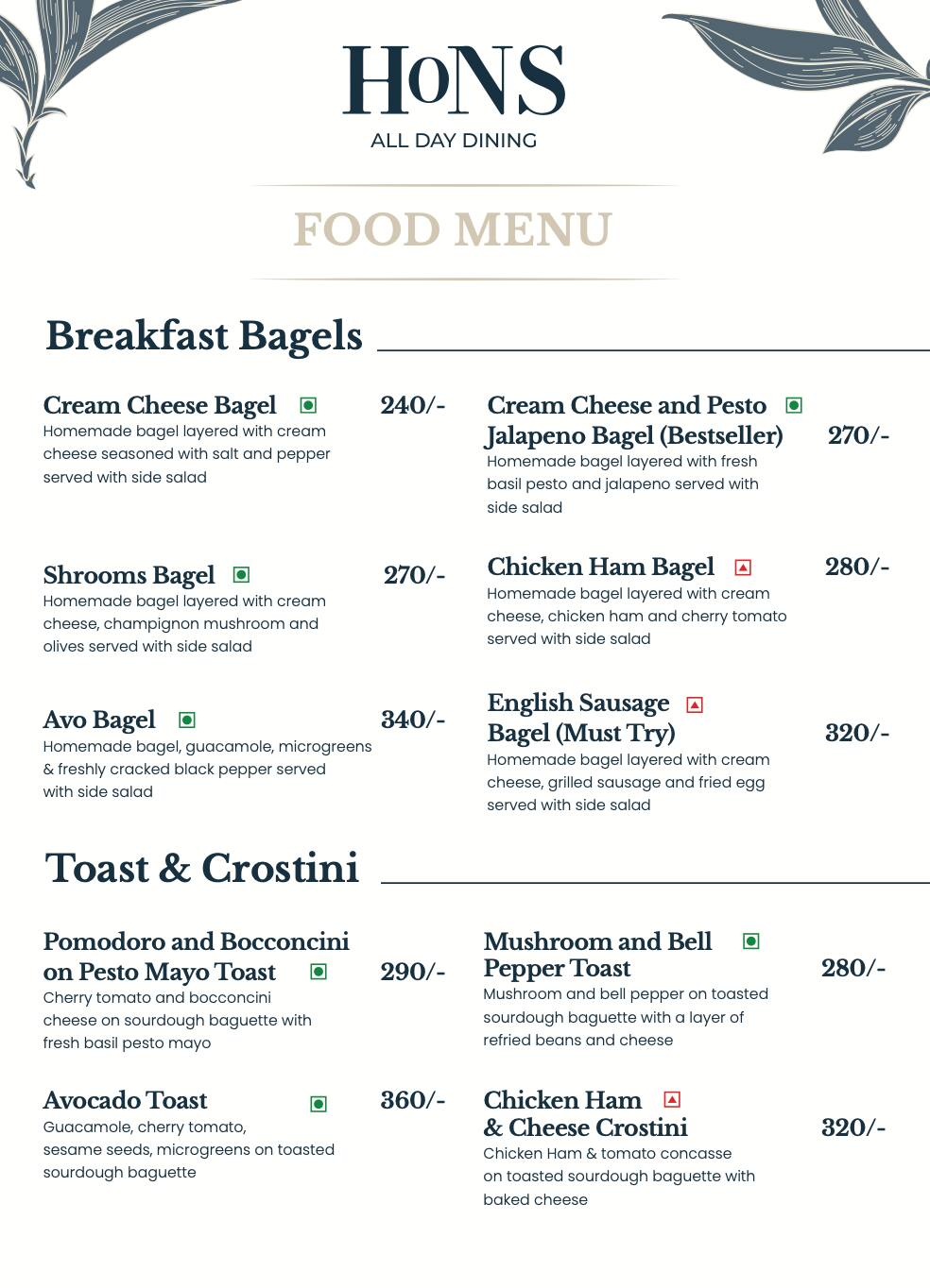 Menu of Hons All Day Dining, Hazratganj, Lucknow