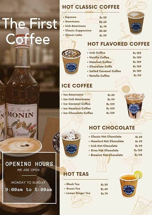 Menu of First Coffee, Erandwane, Pune