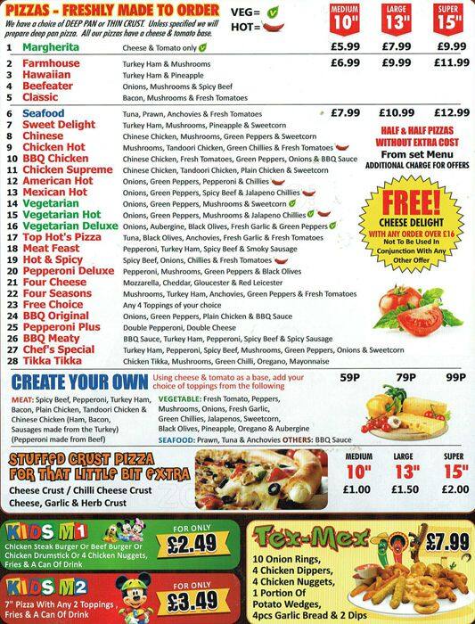 Top Hot Pizza Menu, Menu for Top Hot Pizza, Eltham, London Zomato UK