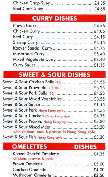 Koover menu