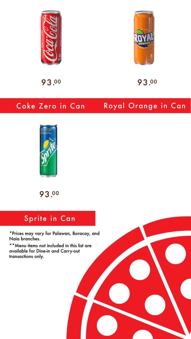 Shakey's menu