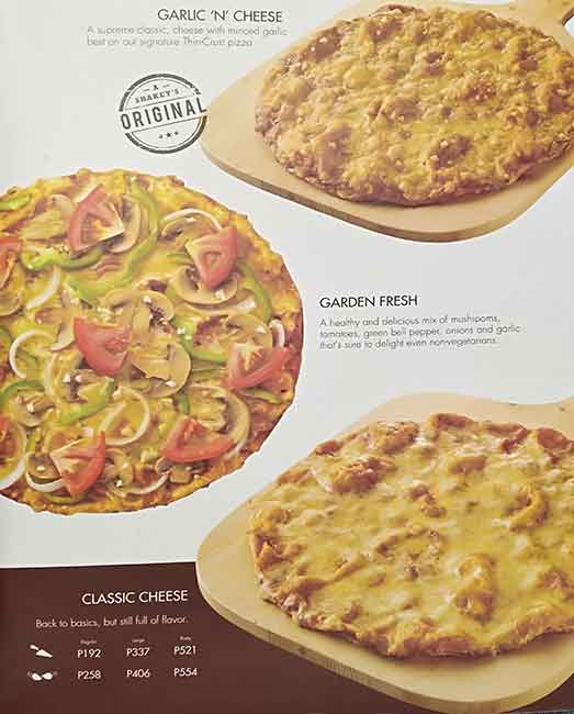 Shakey's меню