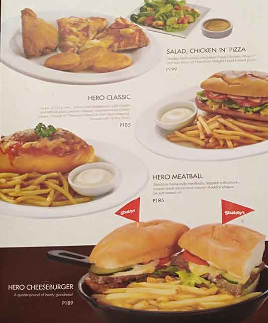 Shakey's меню
