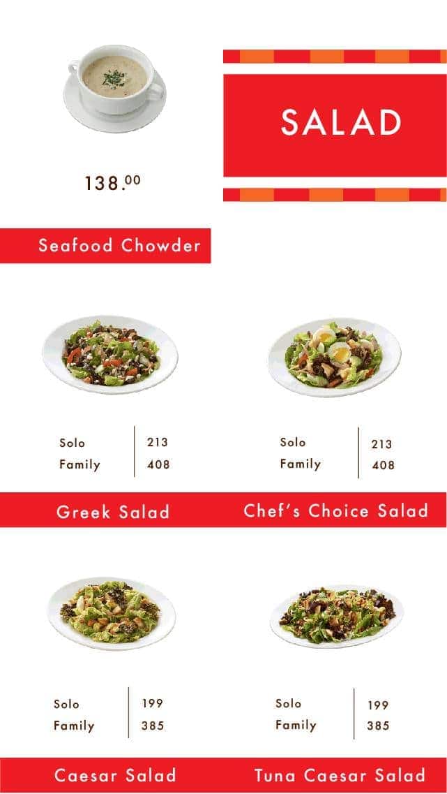 Shakey's menu