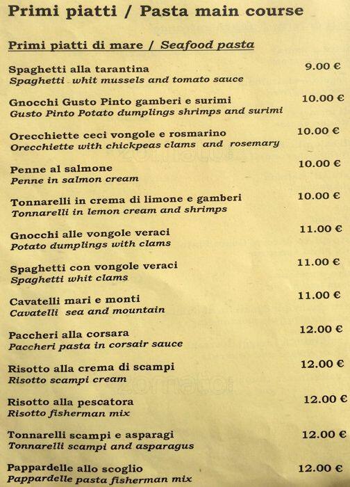 Menu di Ristorante Gusto Pinto 