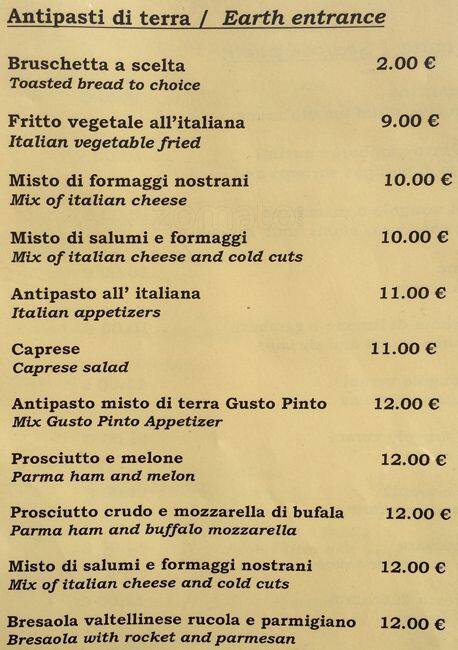 Menu di Ristorante Gusto Pinto 
