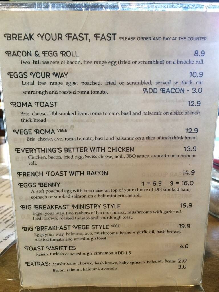 Ministry Cafe Menu, Menu for Ministry Cafe, Wyoming, Wyoming