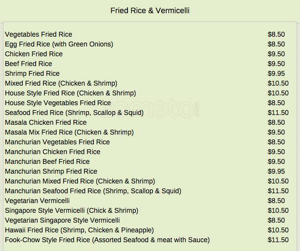 Menu at Red Chili Pepper restaurant, Surrey