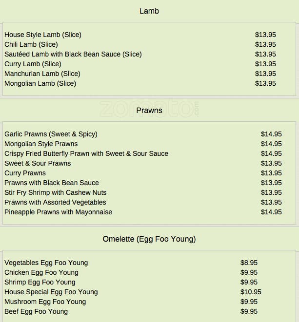 Menu at Red Chili Pepper restaurant, Surrey