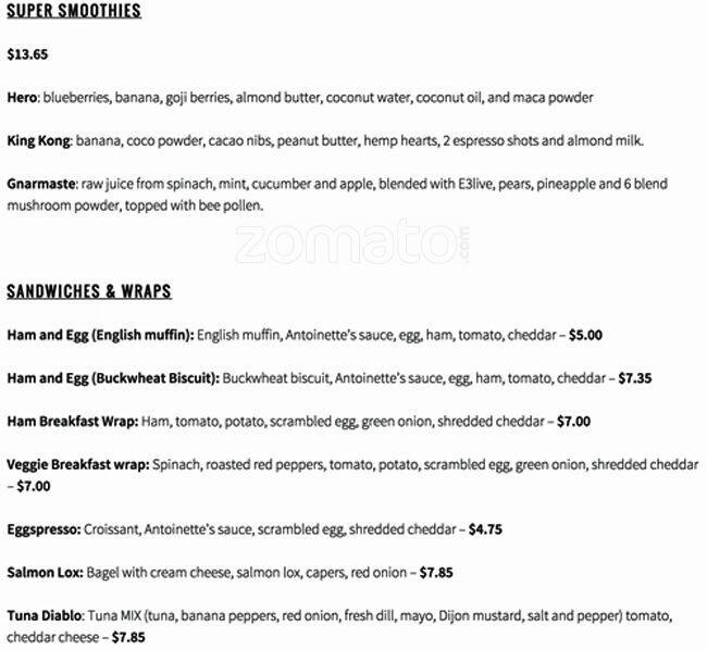 Menu de The Anchor Eatery