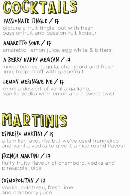 Carta de Somewhere Bar