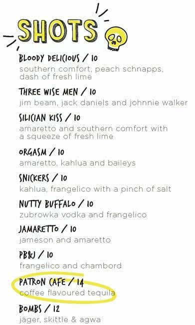 Carta de Somewhere Bar
