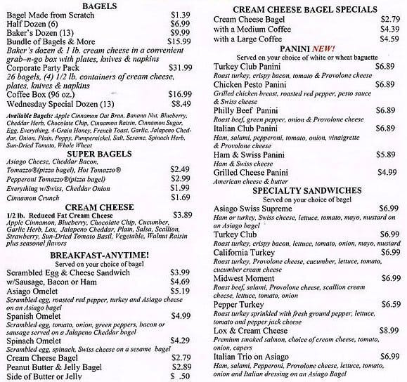 The Great American Bagel Menu, Menu for The Great American Bagel ...