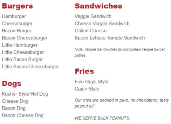 Five Guys Burgers And Fries Oak Park Menu Five Guys Burgers And Fries Oak Park Menu