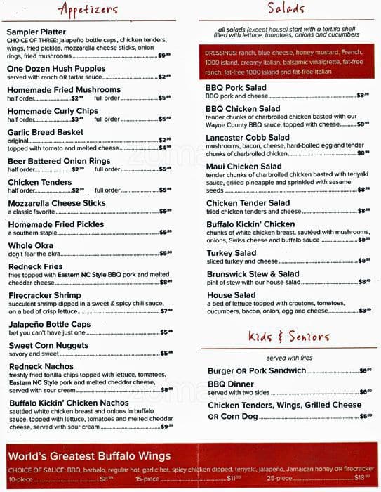Lancaster's BBQ Menu, Menu for Lancaster's BBQ, Mooresville, Charlotte Urbanspoon/Zomato