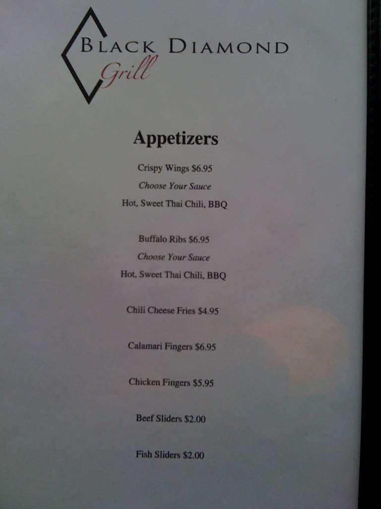 Black Diamond Grill Menu, Menu for Black Diamond Grill, Keystone