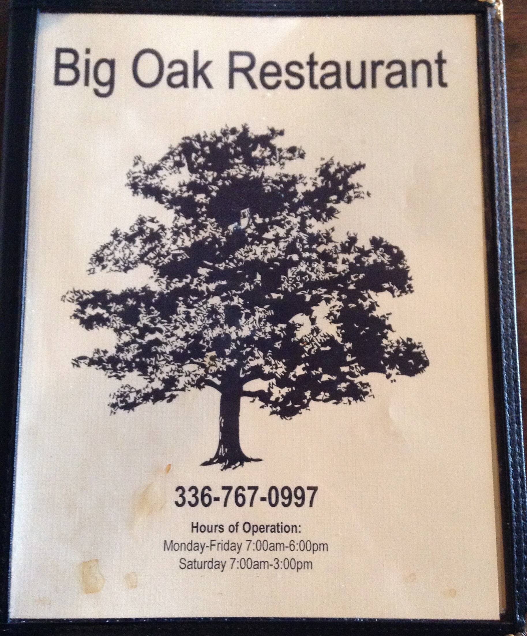 Big Oak Restaurant Menu, Menu for Big Oak Restaurant, WinstonSalem