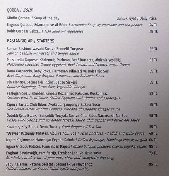 la vina menu menu for la vina levazim istanbul