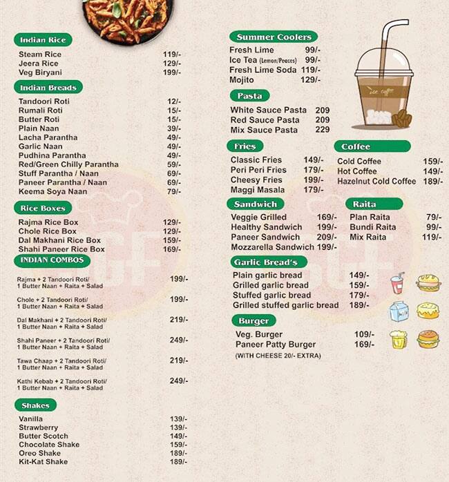 Menu of SGF Spice Grill Flame, Punjabi Bagh, New Delhi