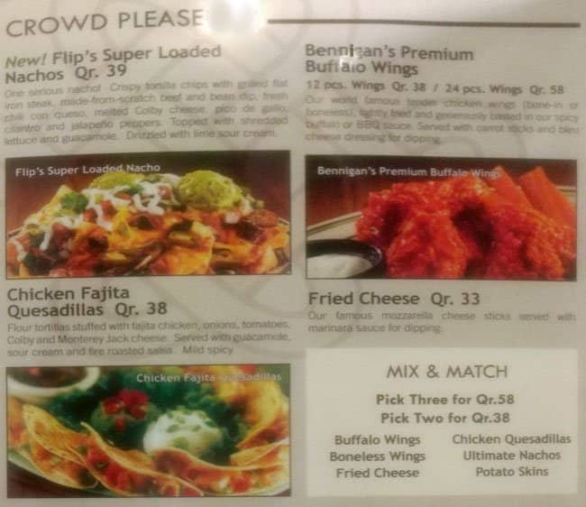 bennigans menu
