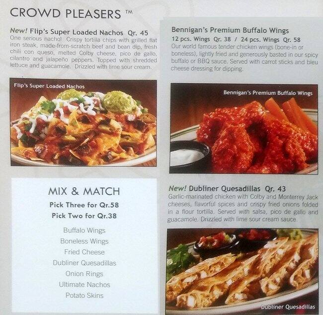 Bennigan's Menu, Menu De Bennigan's, Dafna, Doha - Zomato Qatar